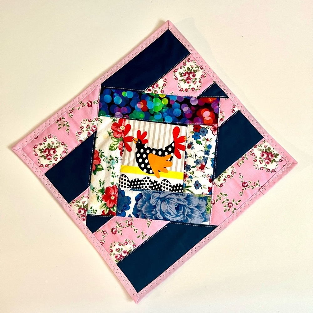 Handmade by me. Colorful Patchwork Quilted Square